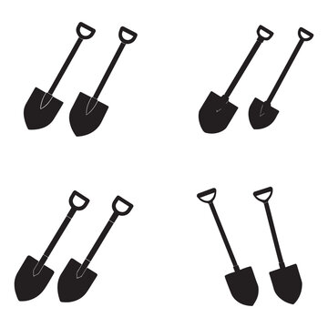 Set of shovels illustrations on white background for gardening and construction needs