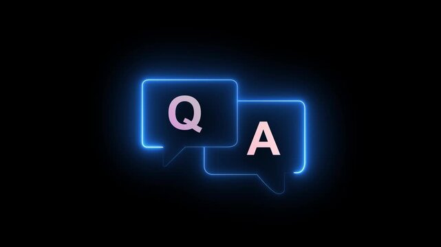 q and a question and answer animated session icon neon 4k screen Animated. Question and Answer the letters Q and A.4K