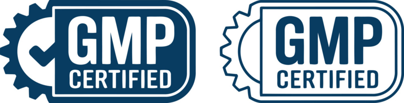 GMP Certified Badge Icons Set for Quality Assurance and Manufacturing Compliance Labels