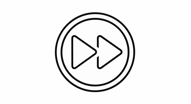 Outline of a fast-forward button icon with two triangles inside a circle