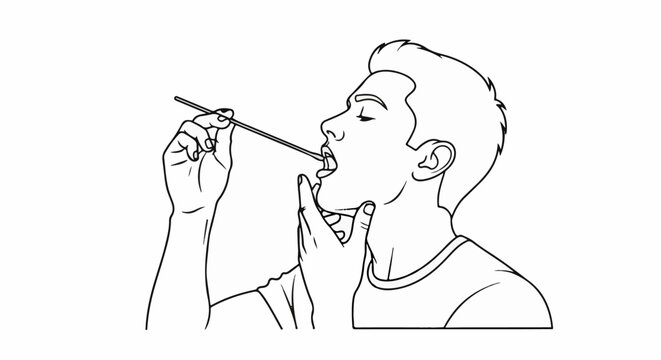 Person using a swab in their mouth for a test