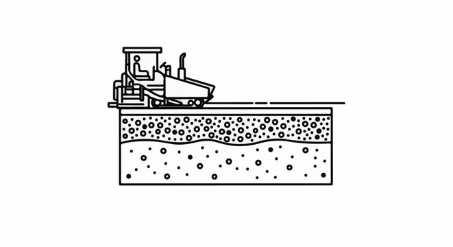 Roller compacting a layered roadbed