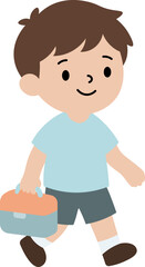 Fototapeta premium schoolboy with backpack is walking vector shape