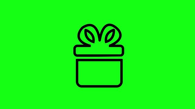 Christmas Gift animated outline icon with alpha channel. Gift box 4k motion design animation for web, mobile and ui design