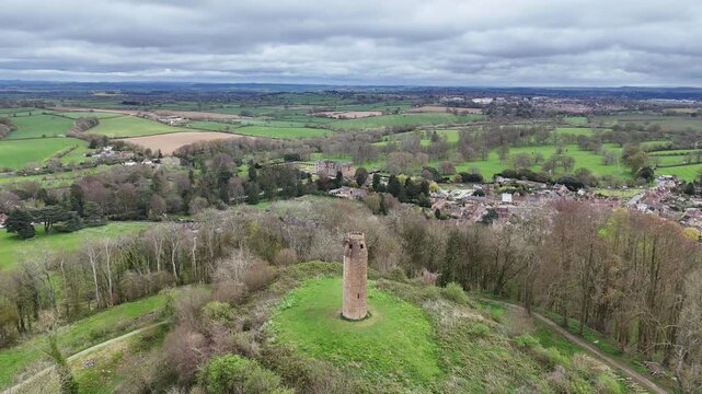 St Michaels Tower Aerial View Over Rural Somerset Village
