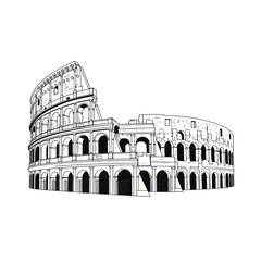 Naklejka premium Colosseum Rome Vector Illustration - Ancient Roman Amphitheater Outline Art