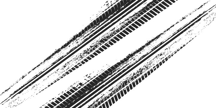 Auto tire tread grunge element. Car and motorcycle tire pattern, wheel tyre tread track. Black tyre print.