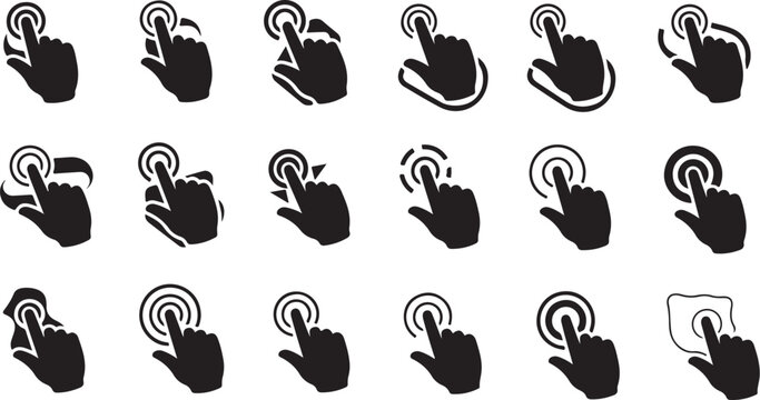 Hand icons for computer cursor interactions and clicks