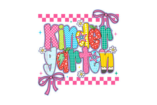 Groovy Back to School Kindergarten Doodle Sublimation Design