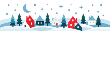 Fototapeta premium Snow Village Greeting Card