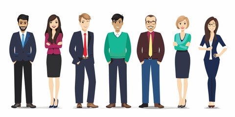 Fototapeta premium Diverse group of professionals standing in a row smiling confidently