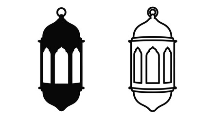 Two ornate lanterns displayed in a striking black silhouette © Soleman