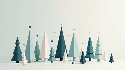 Obraz premium Geometric christmas trees illustration on white background