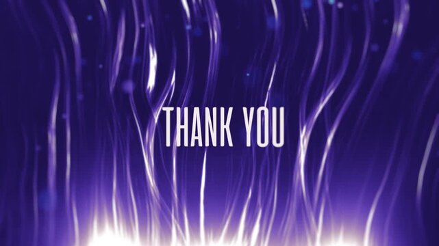 Gratitude message with glowing purple background and thank you text