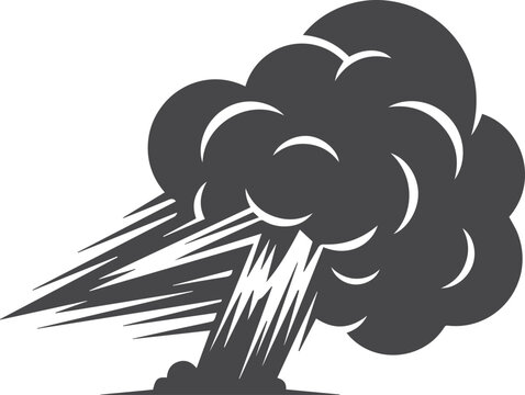 Black smoke cloud with sharp streaks