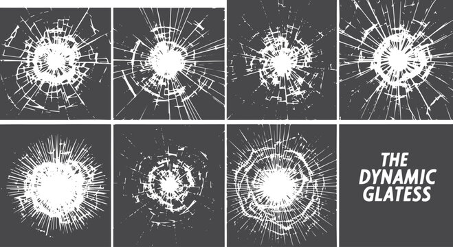Cracked glass patterns, black and white