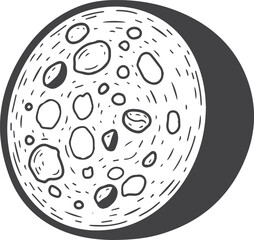 Hand-drawn moon with craters and shadow © Welcome