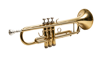 Obraz premium Golden Trumpet Musical Instrument on White Background for Music and Performance Themes