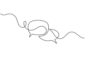 Obraz premium Speech bubble continuous one line minimalist vector illustration for communication design