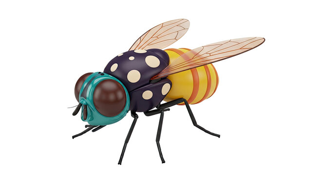 Cartoon Fly Toy with Polka Dot and Striped Design