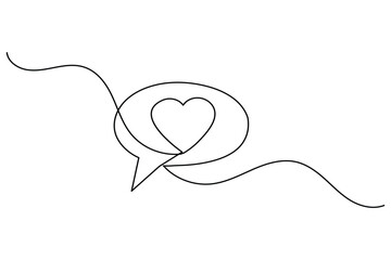 Obraz premium Speech bubble continuous one line minimalist vector illustration for communication design