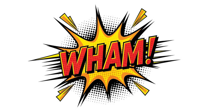 Dynamic Wham Comic Book Style Explosion Sound Effect.