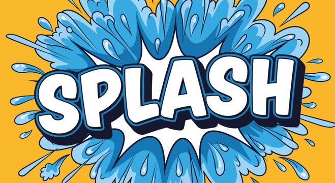 Dynamic Splash Text Effect with Bold Typography.