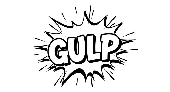Comic book style GULP speech bubble with explosion effect.