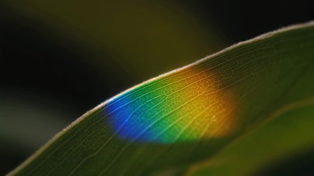 Leaf Edge Macro With Prism Dispersion, Split Rgb Fringes, Camera Drift, Ambient Backlight_prob4_4_chr2