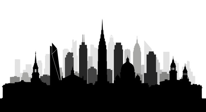 City Skyline Silhouette Urban Landscape.