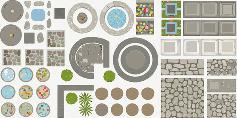 Collection of top down views depicting various stone and tile patterns © Dibyendu