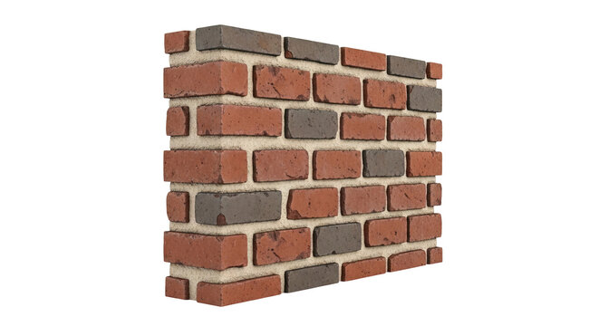 Red and Gray Brick Wall with Light Mortar