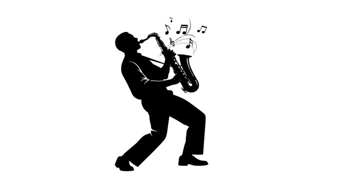 Man Playing Saxophone Silhouette Musician.