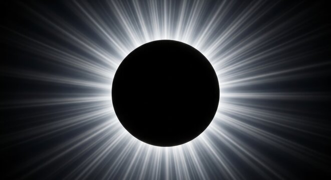 Solar eclipse, sun corona, black hole, astronomy background