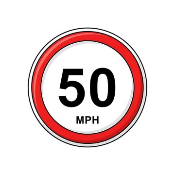 Speed limit road sign fifty.