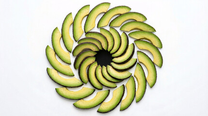 A spiral arrangement of sliced green bananas © PROSENJIT