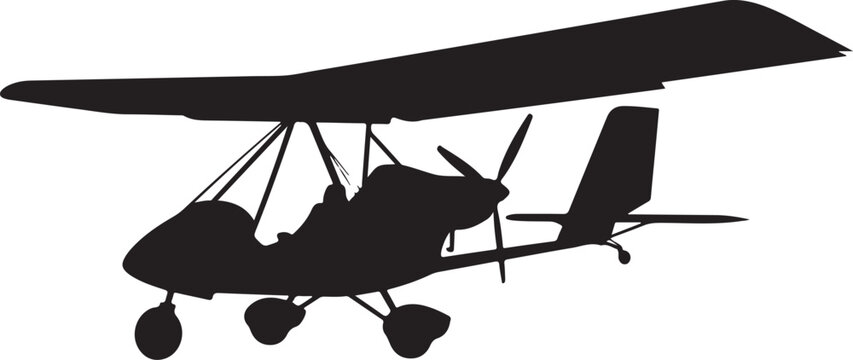 Black silhouette airplane, monoplane vector, aircraft icon, aviation symbol