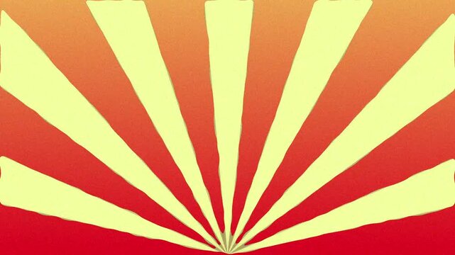 Animated retro sunburst background with rotating yellow rays on a red orange gradient for vintage circus pop art and comic style aesthetic