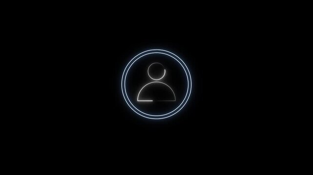 glowing Neon people icon on black background. Communication man profile icon. User line icon concept. Neon profile. User icon. Vector. Vector set of black flat icons isolated on black background.