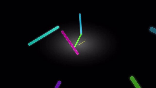 Neon Color Lines Moving in 3D Space Abstract Animation.
