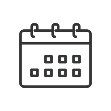 Calendar line icon. Schedule, time, daily, deadline, event, notes, alarm. Editable stroke. Vector illustration