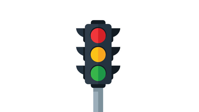 Standard traffic light with red, yellow, and green lamps against a white background to symbolize control, safety, and project status.