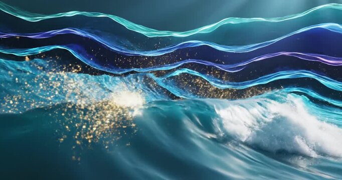 Glowing ocean waves with light.