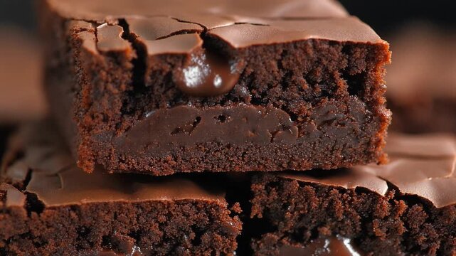 Rich chocolate brownie slices with moist texture and deep cocoa flavor, delicious dessert concept for bakery menu, sweet indulgence food photography, high resolution 8K