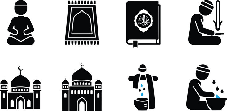 Islamic icons and symbols a collection of black silhouette illustrations representing faith and tradition
