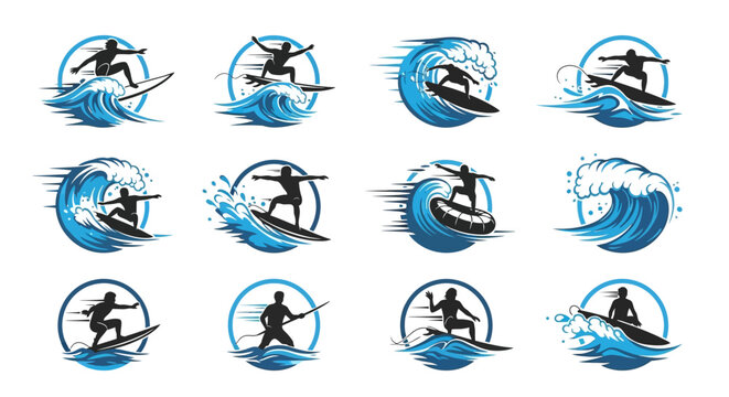 Surfing man on a wave board.