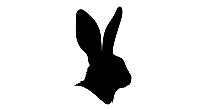 Black silhouette of a rabbit head.