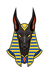Obraz premium Anubis Color Flat PNG transparent background. Illustration Isolated Egyptian God of the Dead