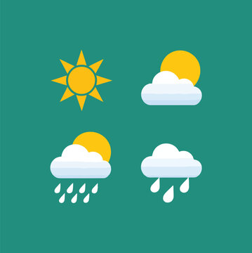 Sunny day with smiling sun and three white clouds smiling face