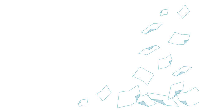 資料書類や紙が舞い落ちるビジネス用背景透過の見出しフレーム